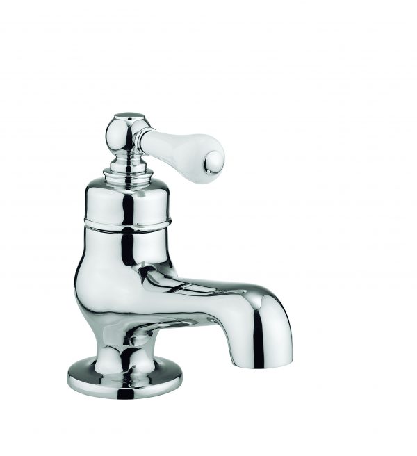 Belgravia Single Lever Basin Mini Mono Deck Mounted Chrome White Lever (BL114DNC_LV)