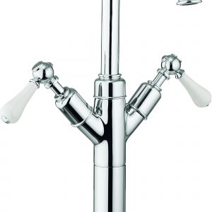 Belgravia Wash Bowl Lever Basin Mixer Deck Mounted Chrome White Lever (BL118DNC_LV)