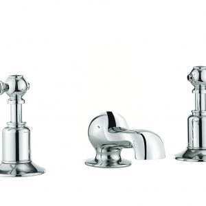 Belgravia Lever 3 Tap Hole Basin Mixer Deck Mounted Chrome White Lever (BL130DNC_LV)