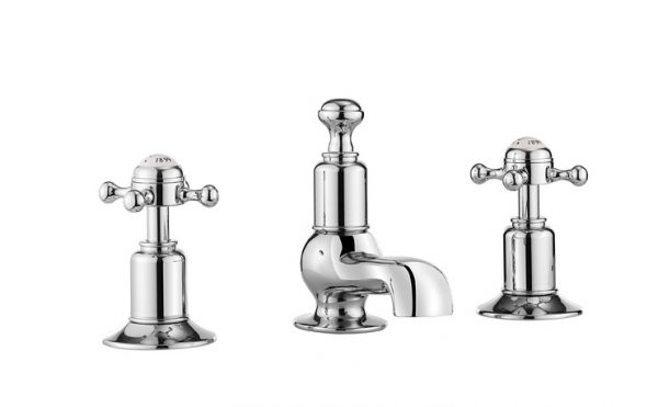 Belgravia Crosshead 3 Tap Hole Basin Mixer Deck Mounted Chrome (BL130DPC)