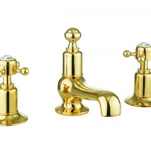 Belgravia Crosshead 3 Tap Hole Basin Mixer Deck Mounted Unlacquered Brass (BL130DPQ)