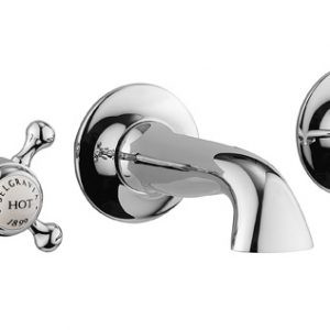 Belgravia Crosshead 3 Tap Hole Basin Mixer Wall Mounted Chrome (BL131WNC)