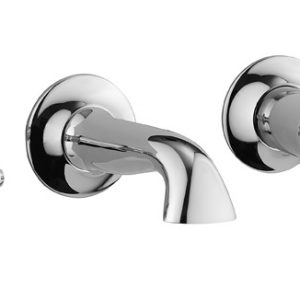 Belgravia Lever 3 Tap Hole Basin Mixer Wall Mounted Chrome White Lever (BL131WNC_LV)