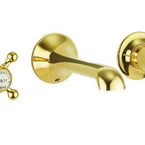 Belgravia Crosshead 3 Tap Hole Basin Mixer Wall Mounted Unlacquered Brass (BL131WNQ)