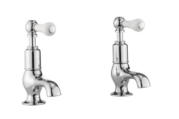 Belgravia Lever Basin Taps No Waste Deck Mounted Chrome White Lever (BL150DNC_LV)