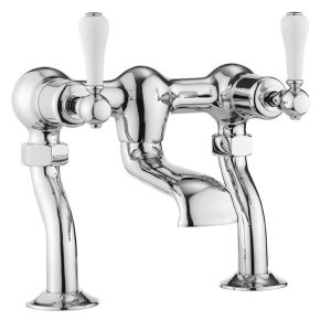 Belgravia Lever Bath Filler Deck Mounted Chrome White Lever (BL322DC_LV)