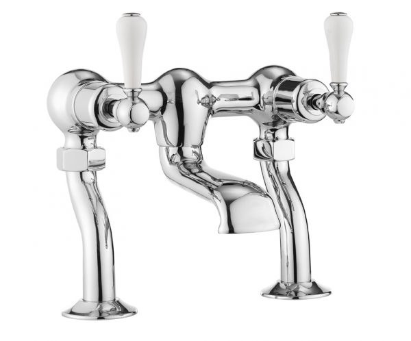 Belgravia Lever Bath Filler Deck Mounted Chrome White Lever (BL322DC_LV)