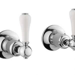 Belgravia Lever Wall Stop Taps Chrome White Lever (BL350WC_LV)