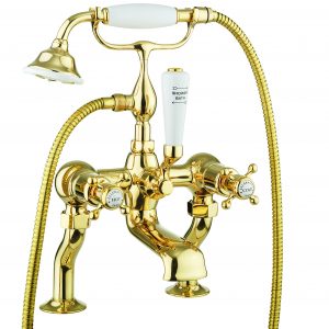 Belgravia Crosshead Bath Shower Mixer Deck Mounted Unlacquered Brass (BL422DQ)