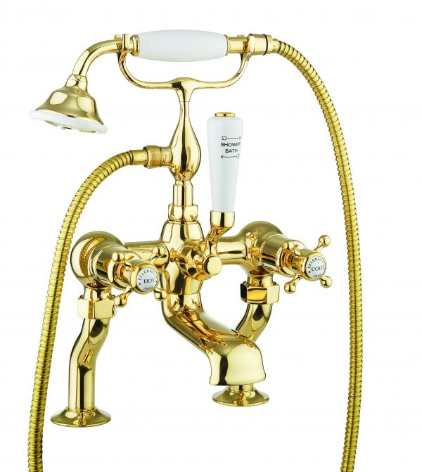 Belgravia Crosshead Bath Shower Mixer Deck Mounted Unlacquered Brass (BL422DQ)