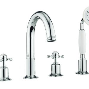 Belgravia Crosshead Bath 4 Hole Set Deck Mounted Chrome (BL440DC)
