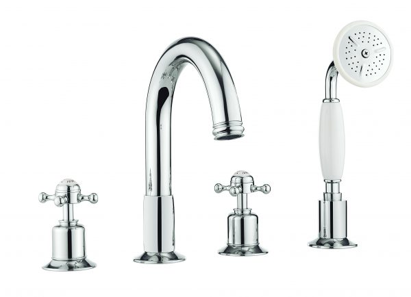 Belgravia Crosshead Bath 4 Hole Set Deck Mounted Chrome (BL440DC)