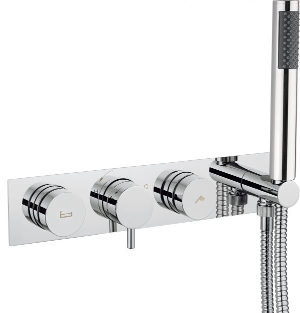 Dial Kai Lever Thermostatic Bath Valve with 2 Way Diverter & Handset Chrome (DIAL-KAI-11)