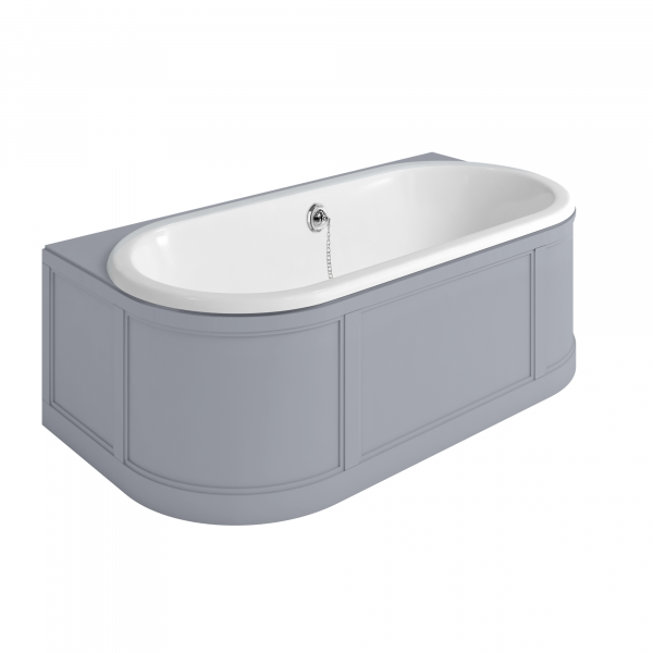 London Back To Wall Bath (Grey panel) & waste. (E23G)