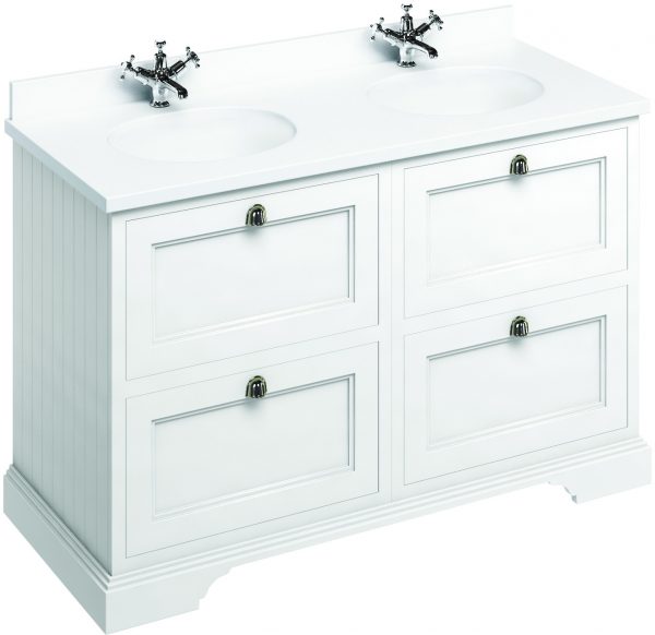 Freestanding 130 Vanity Unit with drawers - Matt White (FC10W)