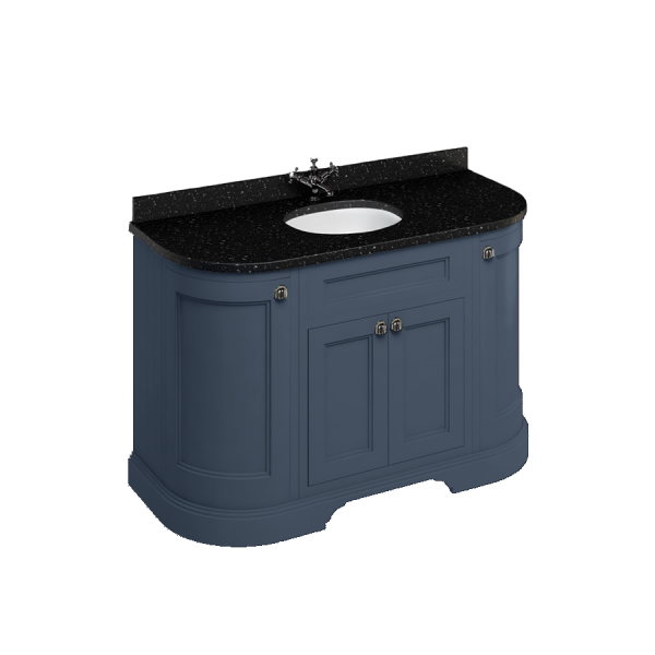 Freestanding 134 Curved Vanity Unit with doors  - Blue (FC1B)