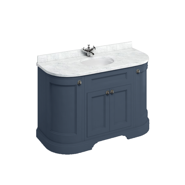 Freestanding 134 Curved Vanity Unit with doors  - Blue (FC1B) - Image 2