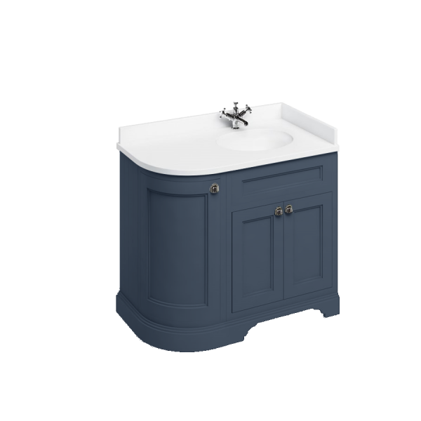 Freestanding 100 Curved Corner Vanity Unit Right Hand 'Door  - Blue (FC3B) - Image 3