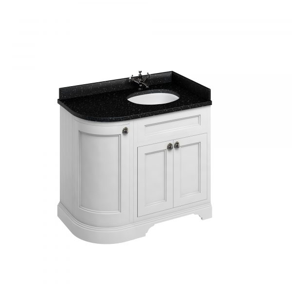 Freestanding 100 Curved Corner Vanity Unit Right Hand 'Door  - Matt White (FC3W)