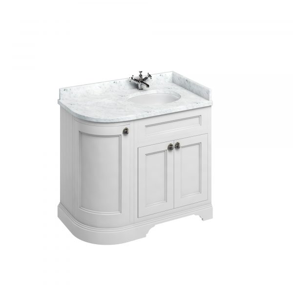 Freestanding 100 Curved Corner Vanity Unit Right Hand 'Door  - Matt White (FC3W) - Image 2