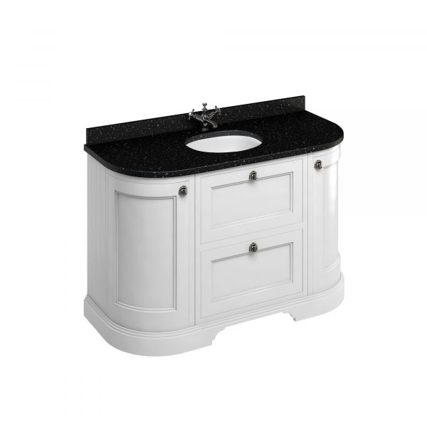 Freestanding 134 Curved Vanity Unit with drawers  - Matt White (FC4W)