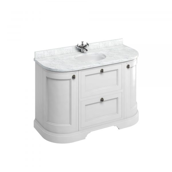 Freestanding 134 Curved Vanity Unit with drawers  - Matt White (FC4W) - Image 2