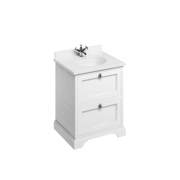 Freestanding 65 Vanity Unit with 2 drawers  - Matt White (FF9W)