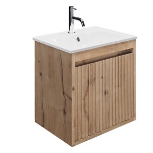 Flute 1 Drawer Wall Hung Unit Windsor Oak (FL4950DWO)