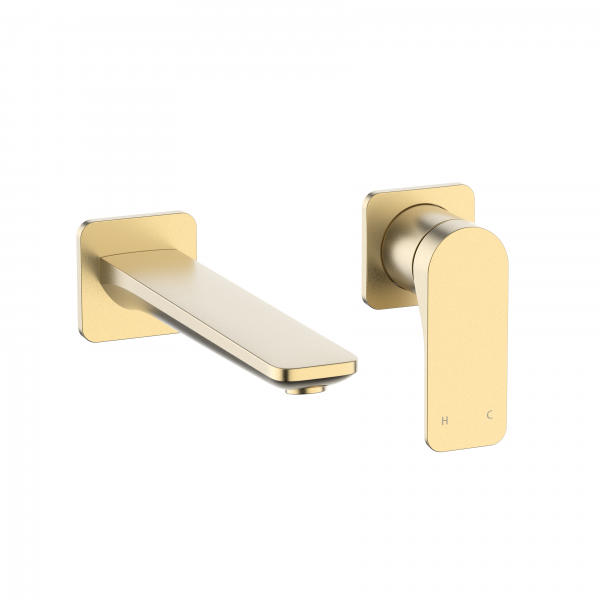 Fuse 2H Basin Set Wall Mounted Brushed Brass (FS120WNF)
