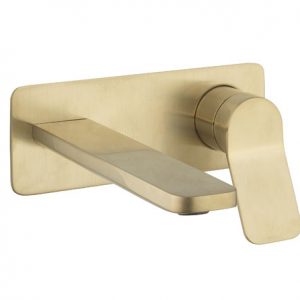 Glide II Basin Set Single Plate Wall Mounted Brushed Brass (GD121WNF)
