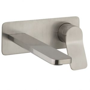 Glide II Basin Set Single Plate Wall Mounted Stainless Steel Effect (GD121WNV)