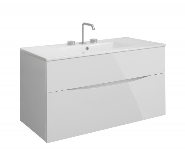 Glide II 2 Drawer Basin Unit 1000 White Gloss (GL1000DWG+)
