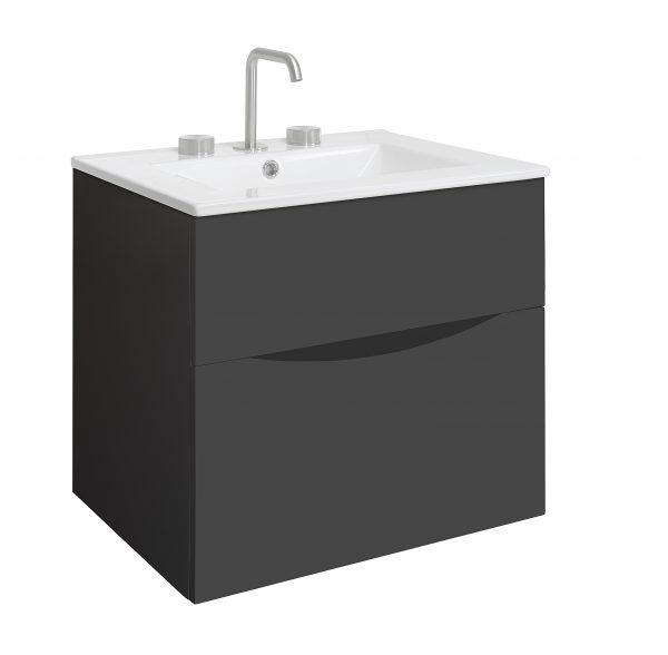 Glide II 2 Drawer Basin Unit 600 Matt Black (GL6000DBM+)