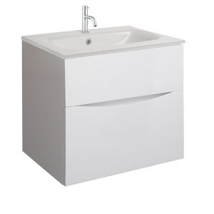 Glide II 2 Drawer Basin Unit 600 White Gloss (GL6000DWG+)