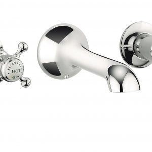 Belgravia Crosshead 3 Tap Hole Basin Mixer Wall Mounted Nickel (HG131WNN)