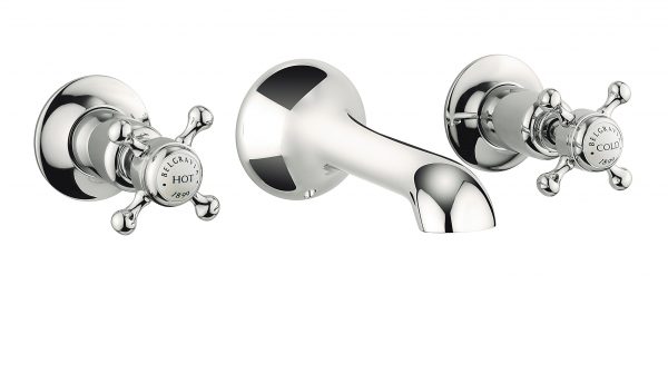 Belgravia Crosshead 3 Tap Hole Basin Mixer Wall Mounted Nickel (HG131WNN)