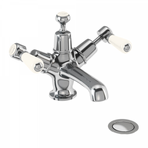 Burlington QT Kensington 1H Basin Mixer, clic-clac waste, High/Low centre - Medici INDICES (KE6-QT MED)