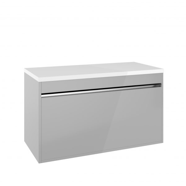 Kai Single Drawer Basin Unit 1000 Grey Gloss (KL1000DGG) - Image 2