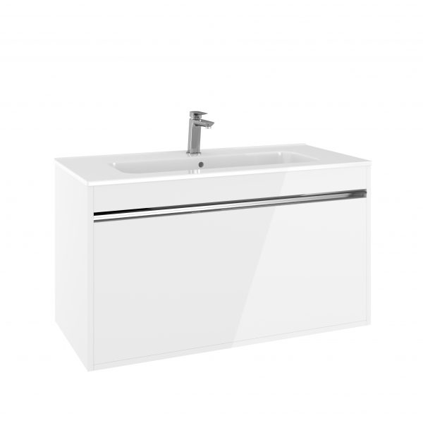 Kai Single Drawer Basin Unit 1000 White Gloss (KL1000DWG)