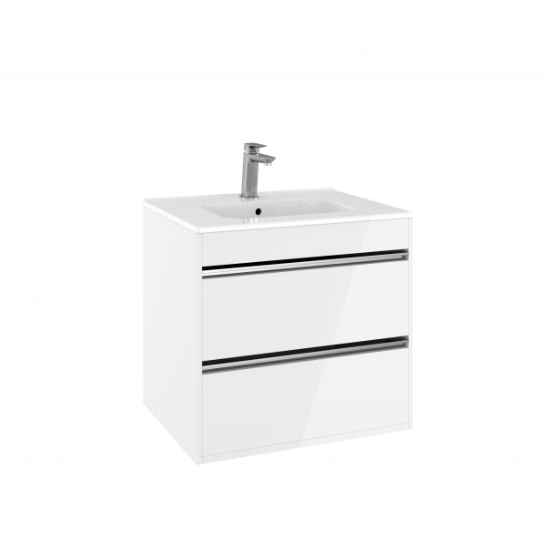 Kai X Two Drawer Basin Unit 600 White Gloss (KL6200DWG)