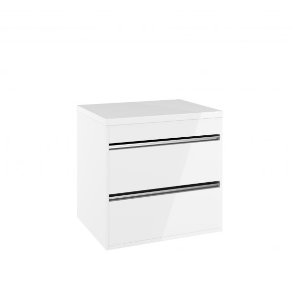 Kai X Two Drawer Basin Unit 600 White Gloss (KL6200DWG) - Image 2