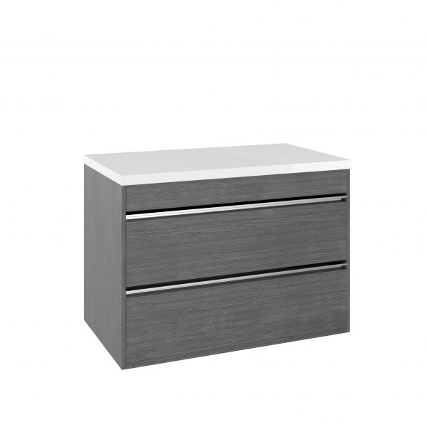 Kai X Two Drawer Basin Unit 800 Grey Oak (KL8200DGO) - Image 2