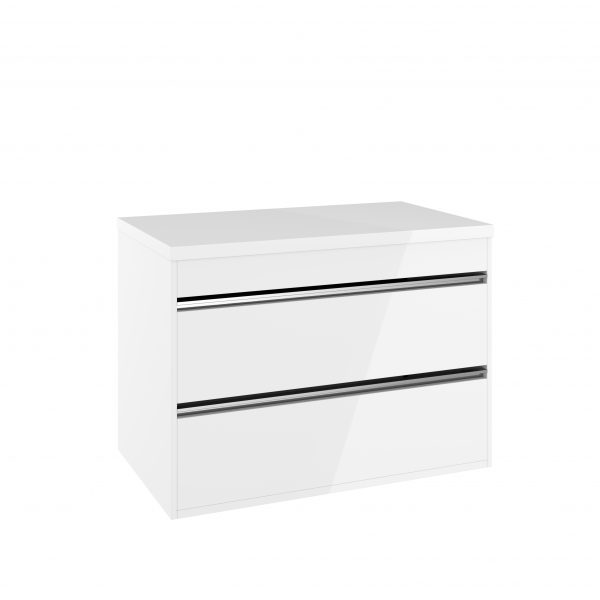 Kai X Two Drawer Basin Unit 800 White Gloss (KL8200DWG) - Image 2
