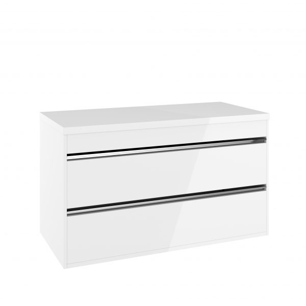 Kai X Two Drawer Basin Unit 1000 White Gloss (KLX1000DWG) - Image 2