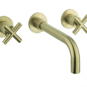 MPRO Crosshead Basin 3 Hole Set Wall Brushed Brass (PRC130WNF)