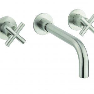 MPRO Crosshead Basin 3 Hole Set Wall Stainless Steel Effect (PRC130WNV)