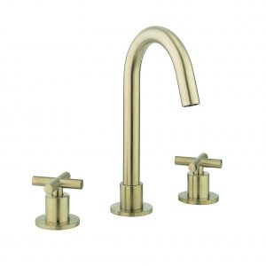 MPRO Crosshead Deck Mounted Basin Set Single Plate Brushed Brass (PRC135DNF)