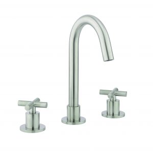 MPRO Crosshead Deck Mounted Basin Set Single Plate Stainless Steel Effect (PRC135DNV)