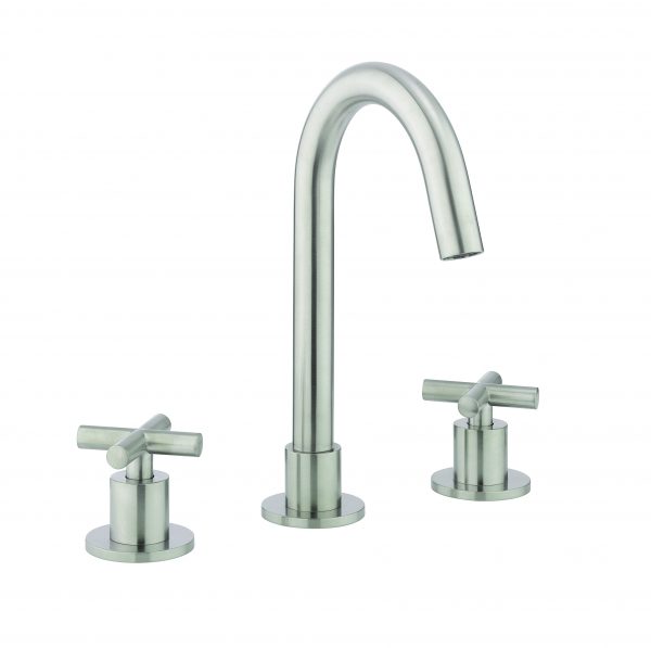 MPRO Crosshead Deck Mounted Basin Set Single Plate Stainless Steel Effect (PRC135DNV)