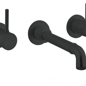 MPRO Industrial 3 Hole Wall Mounted Basin Set Carbon Black (PRI130WNM)